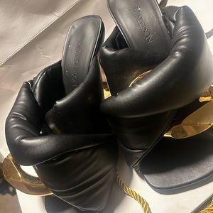 JWAnderson black chain twist ballet heel shoes size 8 made in Italy leather